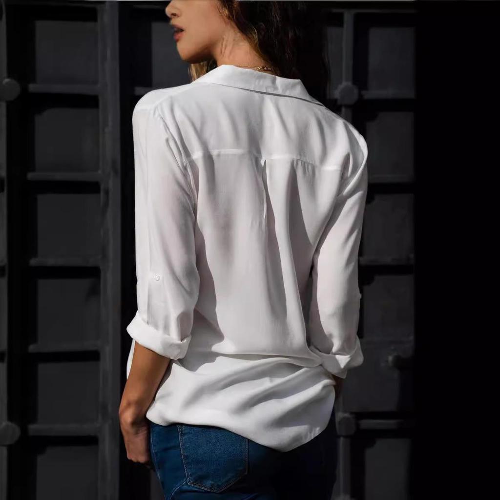 Women's Slim Fit Long Sleeve Professional Blouse - Business Formal Summer Top