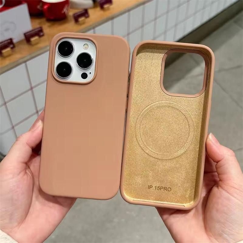 

Магнитный чехол из жидкого силикона для беспроводной зарядки Magsafe для iPhone 17 Air 16 Pro Max 15 Plus 14 13 iPhone 13 золотой