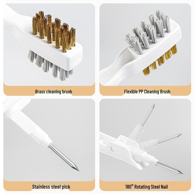 Multi-Purpose Gas Stove & Groove Cleaning Brush with Steel Wool