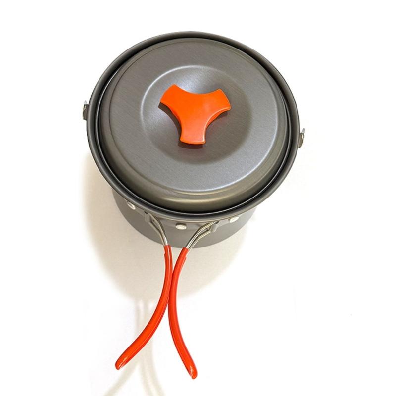 1.4L Aluminum Alloy Camping Pot with Heat Resistant Handle Cooking Pot Suitable for Outdoor Cooking Activity Use