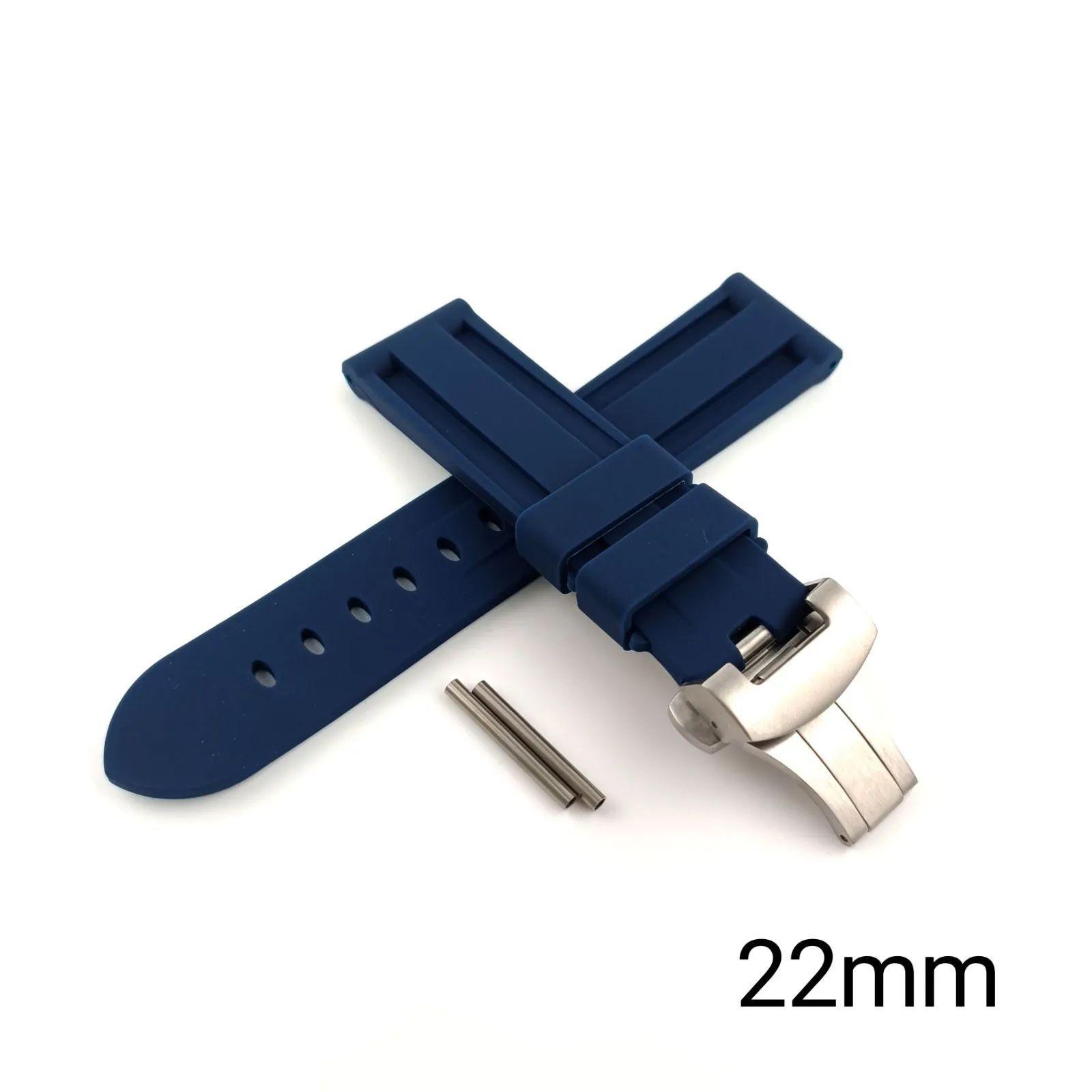 Used 22mm pipe tube included wristwatch silicone rubber strap navy blue D buckle included [Compatible with] Panerai PANERAI