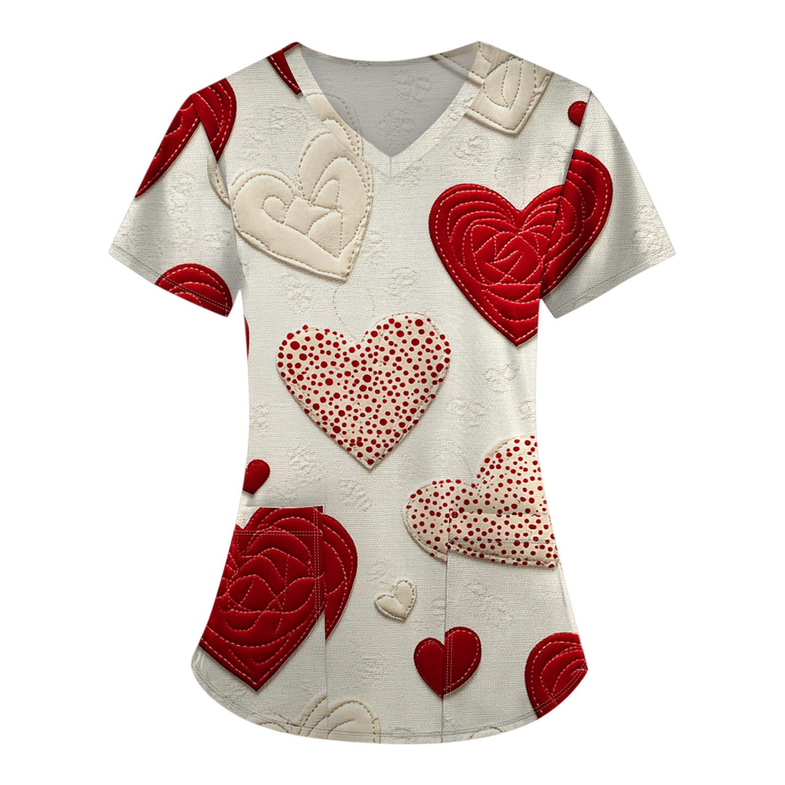 

Женский модный комбинезон с коротким рукавом и V-образным вырезом, с карманом, на День святого Валентина, с принтом, топы, одежда L бежевый