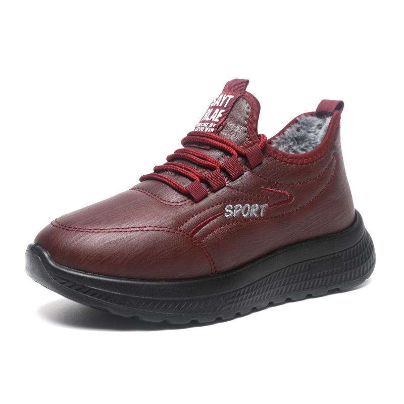 Baumwollschuhe Herren- und Damen-Winter Samt warm lässige Schuhe Lederoberfläche wasserdicht rutschfest Baumwollschuhe Mutterschuhe