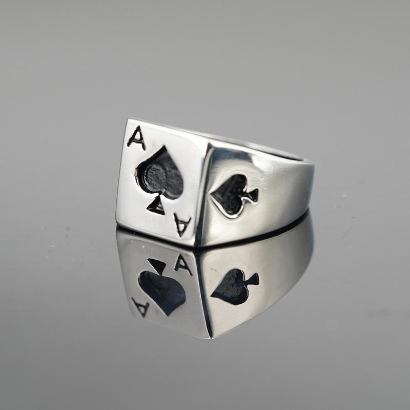 New Vintage Opening Rings For Women Men Playing Card Finger Stainless Steel Lucky Poker Ring Fashion Party Jewelry Gifts