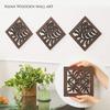 Wood Carving Relief Wooden Panel Wall Decoration Object Art Hanging Monstera Painting Plumeria Interior Accessory Square Modern Japanese Room Entrance
