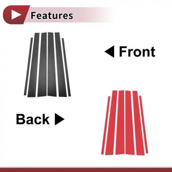 6 Pcs Car Door Pillar Window Trim for Toyota 4Runner 1996-2002 Carbon Fiber