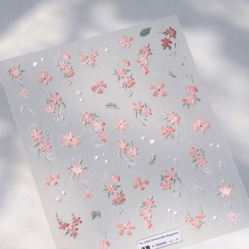 

Qiji Embroider Begonia Flower Three-Dimensional Relief Nail Sticker Waterproof Nail Sticker Decorative Decals Ornament 3904 TS-3904