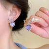 Sweet Temperament Purple Love Bow Earrings For Women Light Luxury Simple Niche Design Exquisite Fashion Stud Earrings Daily Gift