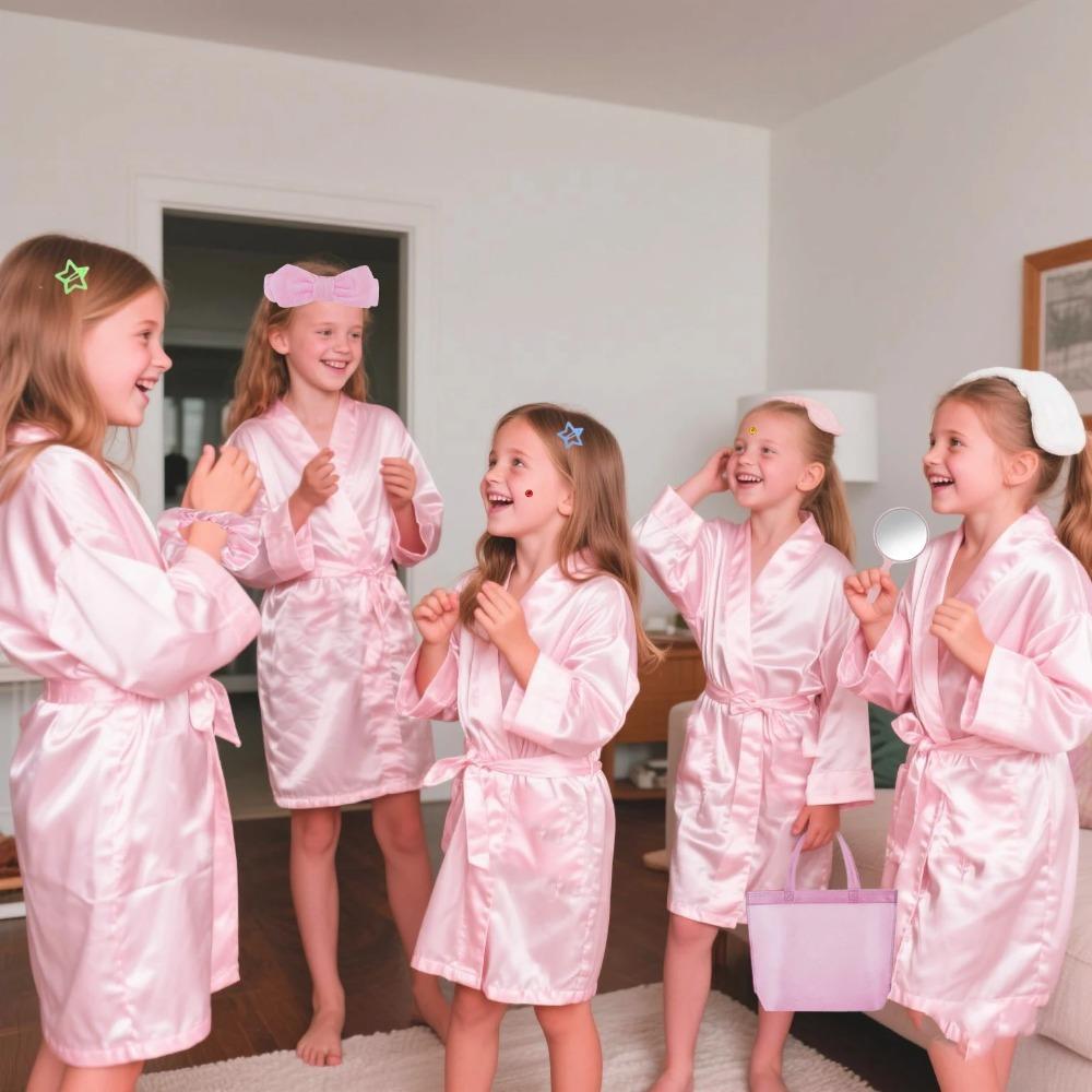 6/10/12 Sets Spa-Party-Bademäntel für Mädchen Kimono-Mädchen Bademantel-Kleider Kinder-Geburtstagsparty-Zubehör Gastgeschenke Übernachtung Schlafanzug Party