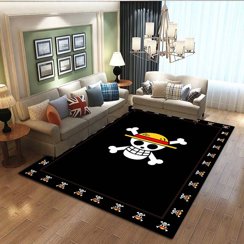 3D printed ONE PIECE cartoon cute rug, suitable for living room, bedroom, table, kitchen doorway, children's non-slip floor mat,