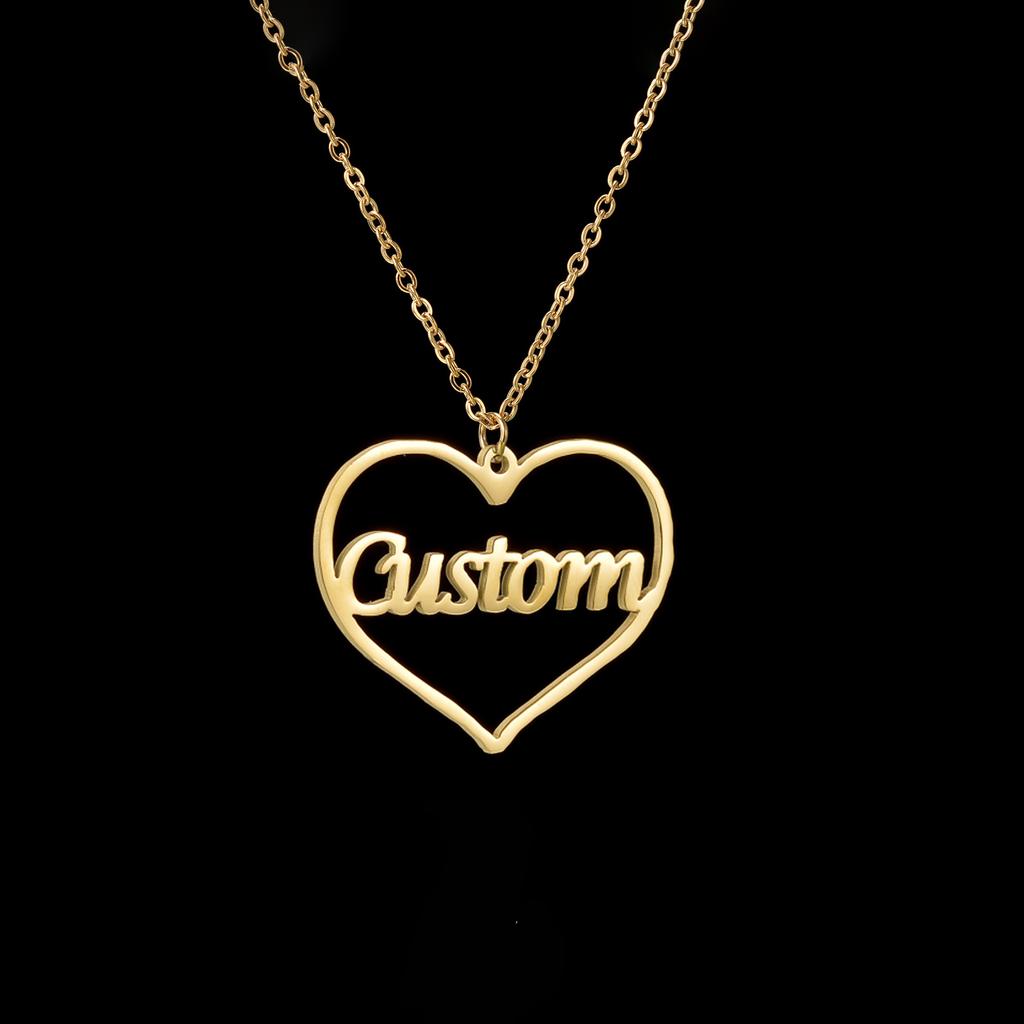 Atoztide Personalized Custom Name Necklaces for Women Unlimited Heart Pendant Stainless Steel Link Chain Christmas Jewelry Gift