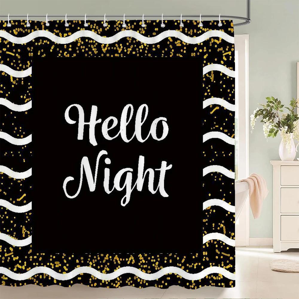 Vintage Style Retro Wood Word Bath Curtain Waterproof Fabric Shower Curtains Personality Bathtub Screen for Bathroom Home Decor