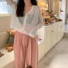 Women Summer Thin Knitted Shirt Top Cardigan V-Neck Full Sleeve Single-breasted Sunscreen Loose Solid Color