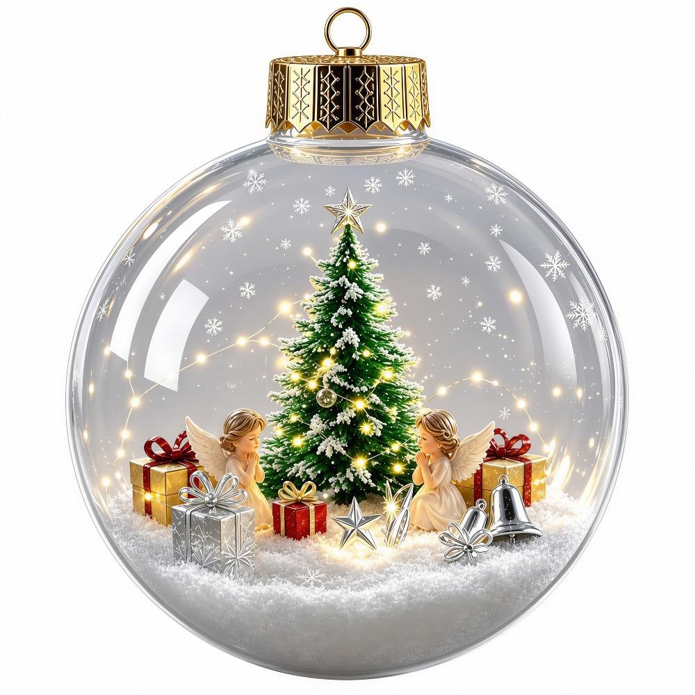 Clear Acrylic Lighted Christmas Ball Ornament Light-Up Tree Hanging Bauble Christmas Tree Decor