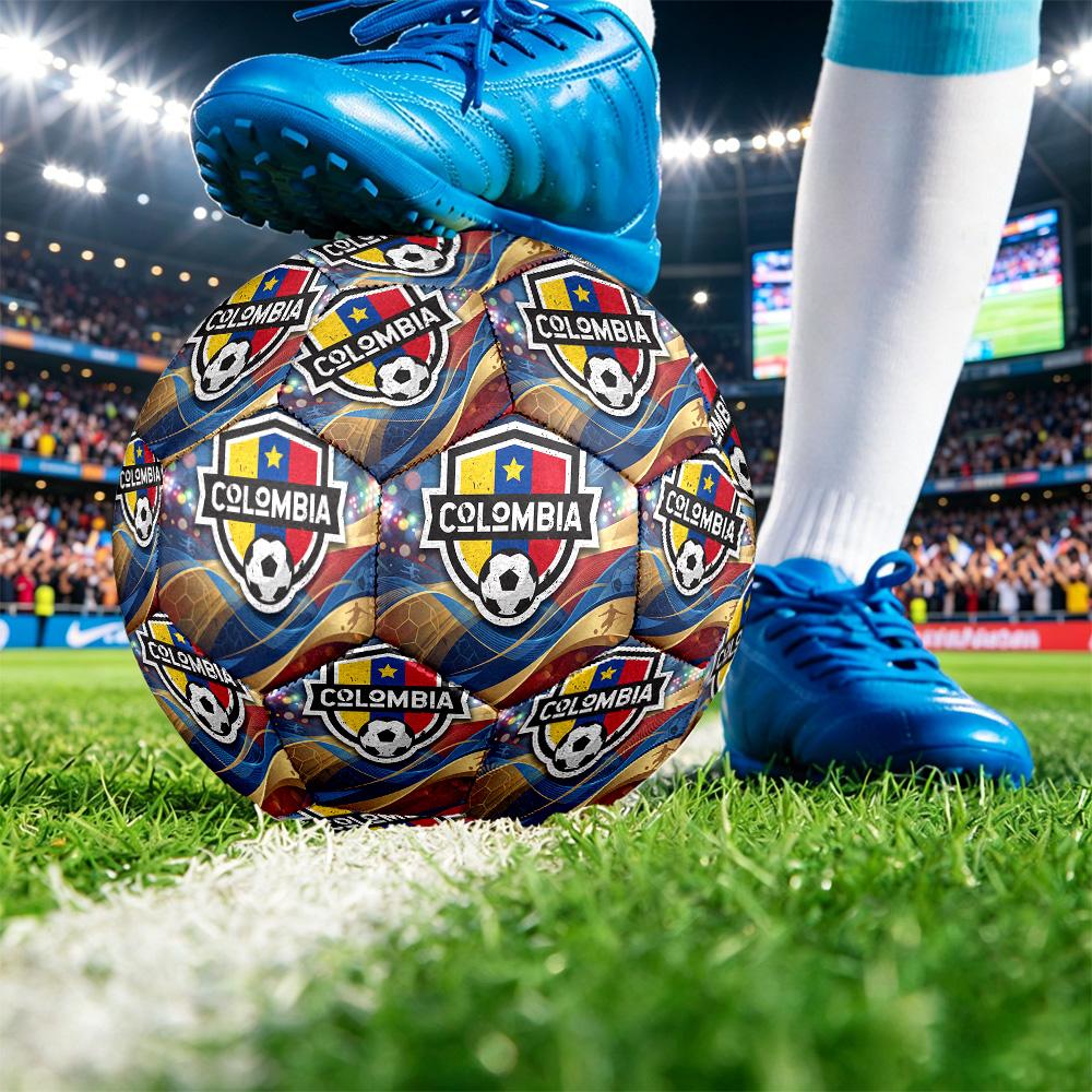 Pallone da Calcio Stampato Colombia Taglia 5 Resistente all'Usura Standard da Allenamento per Adulti Regalo per Appassionati per Partite Sportive Indoor Outdoor