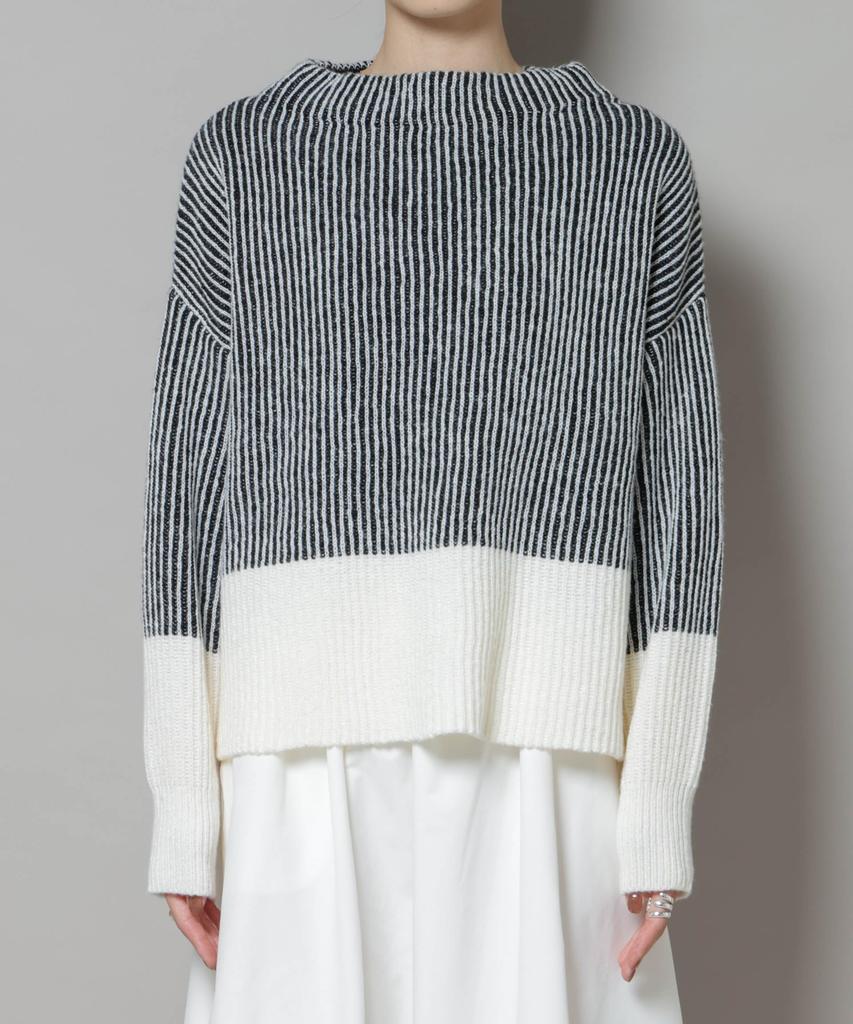 Nano Universe Shadow Stripe Knit Size Size Pullover, Women's, F, 110, Blue, 673-5222303