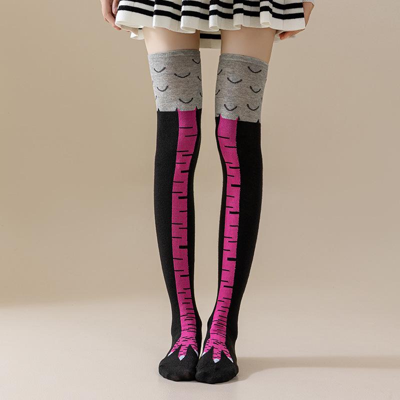Girls' Funny Chicken Feet Over-the-Knee Socks for Trendy Home Fitness