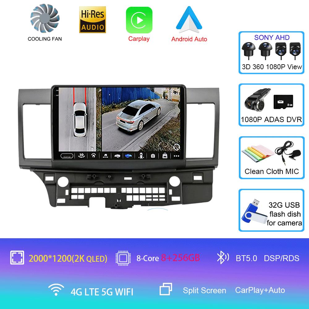 For Mitsubishi Lancer 2007-2012 Android 14 4G Car Radio Car Radio Multimidia Video Player Navigation GPS 2din 2 Din Carplay