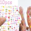 10sheets Colorful Dopamine Small Pattern Tattoo Stickers For Face Arm Body Temporary Fake Waterproof Tattoo Stickers Kids Gifts