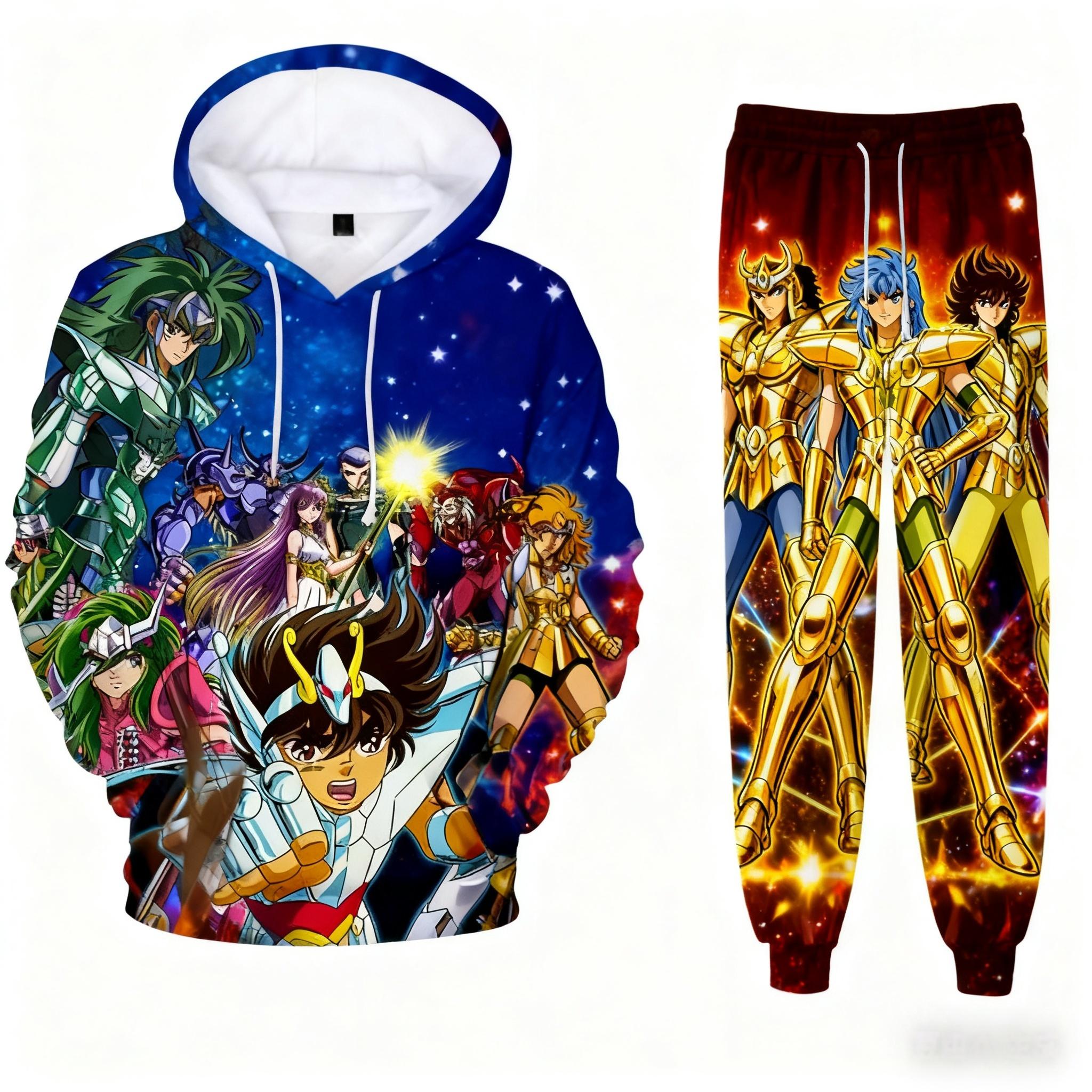 

Аніме Saint Seiya Худі з 3D-друком Костюм Чоловік Жінка Спортивні штани Набори з 2 шт. Новий Дитячий Светр Косплей Чоловічий Спортивні костюми для бігу S
