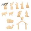 Decorazione da Tavolo Natalizia da Interno, Set Presepe in Legno da 13 Pezzi, Mini Statuine della Sacra Famiglia, Centrotavola Festivi per