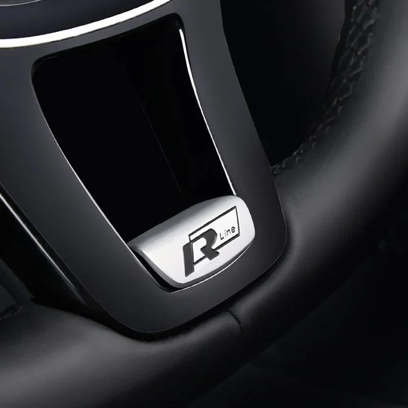XMZSA1 Chromed Car Steering Wheel Emblem Sticker for Volkswagen VW RLine GTI Golf Passat Jetta Polo Tiguan Touran Scirocco Accessories