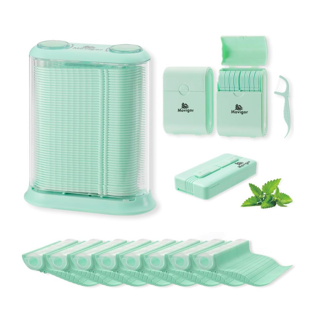 Himgy Twin Line Floss Picks, 614 Carat, Refillable, Shred-Resistant Floss, Mint Scent, with Travel Case