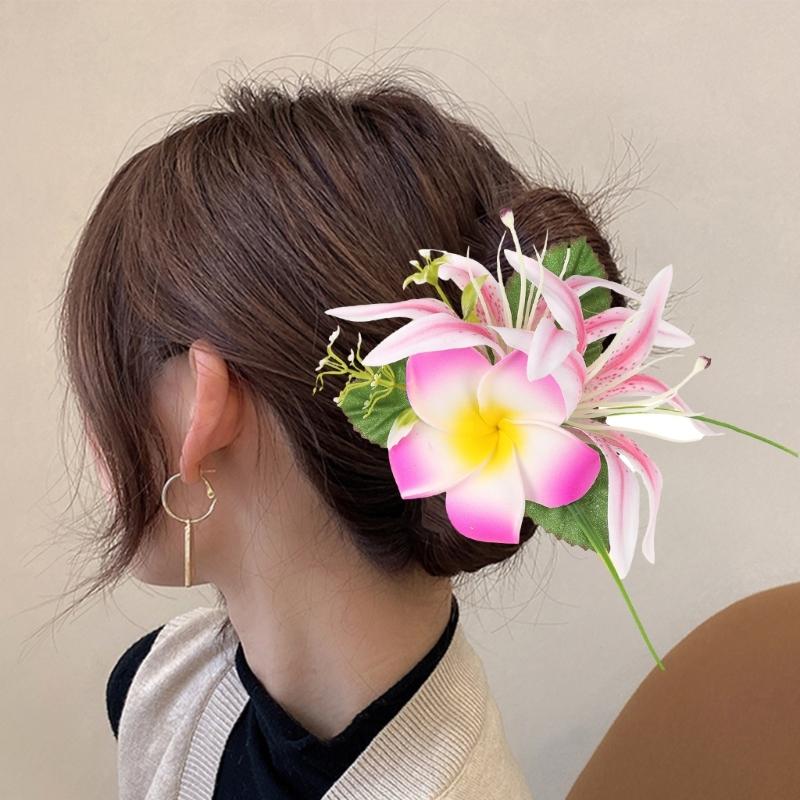 Trendy Floral Flame Hair Clip Artificial Egg Flower Barrette Beach Holiday Accessories For Women Wedding Party Styling