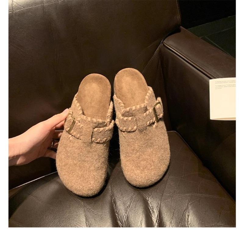 

Теплая пряжка с толстой подошвой шерстяные шерстяные туфли сумка голова тапочки верхняя одежда женские новые осенне-зимние модели 40