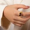 European & American Geometric Gilded Copper Heart Ring with Smooth Surface Design & Creative Imitation Pearl – Trendy Luxury Couple Rings for Women.