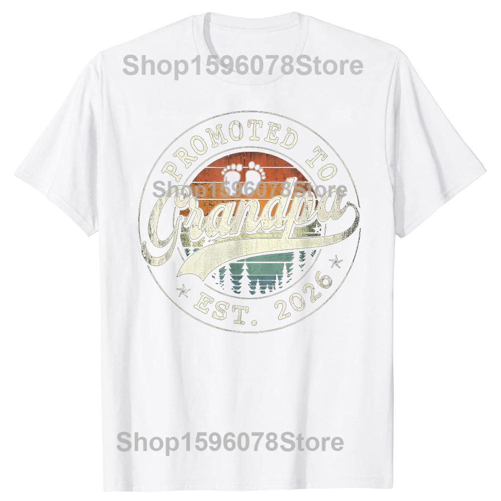 Funny Promoted to Grandpa Est 2026 Grandparents Baby Announcement T Shirts Cotton Short Sleeve Oversized Loose Tshirt Tops S