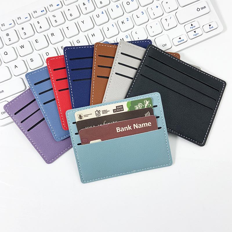 Women's Slim Stitched PU Leather Card Holder with 4 Slots