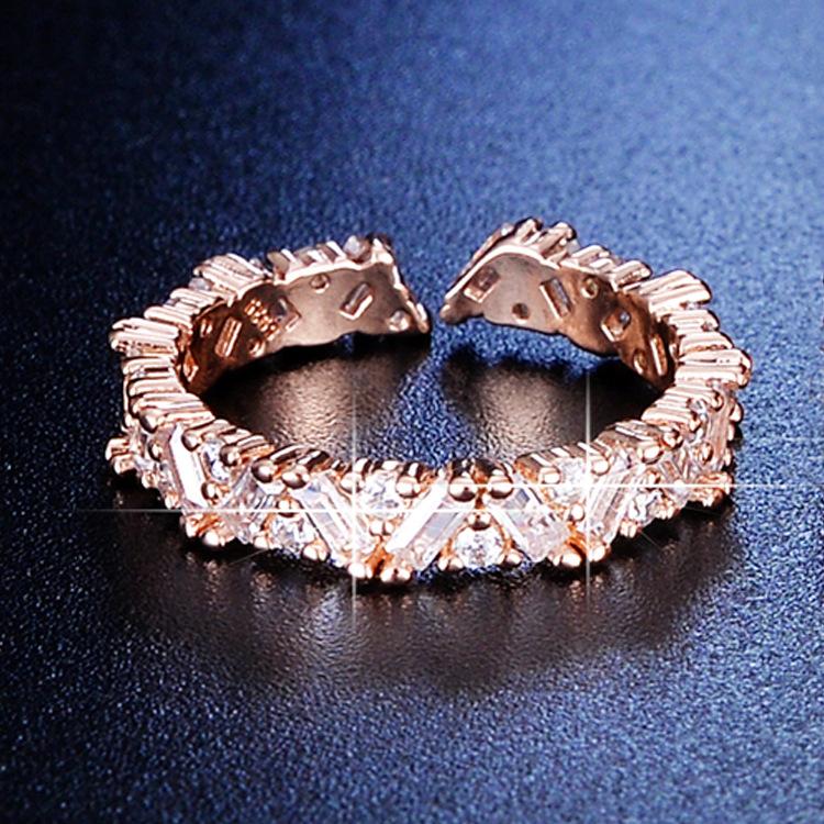 

Роскошное позолоченное кольцо Niche Design с цветными бриллиантами из 18-каратного розового золота, помолвочное кольцо с микрозакрепкой opening adjustable