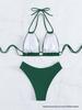 2025 Stylish Chain-Detail Split Bikini Swimsuit - European/American Women's Swimwear