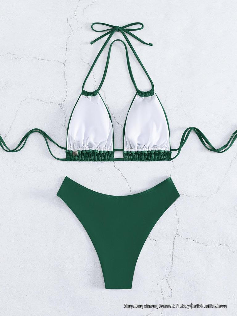 2025 Stylish Chain-Detail Split Bikini Swimsuit - European/American Women's Swimwear