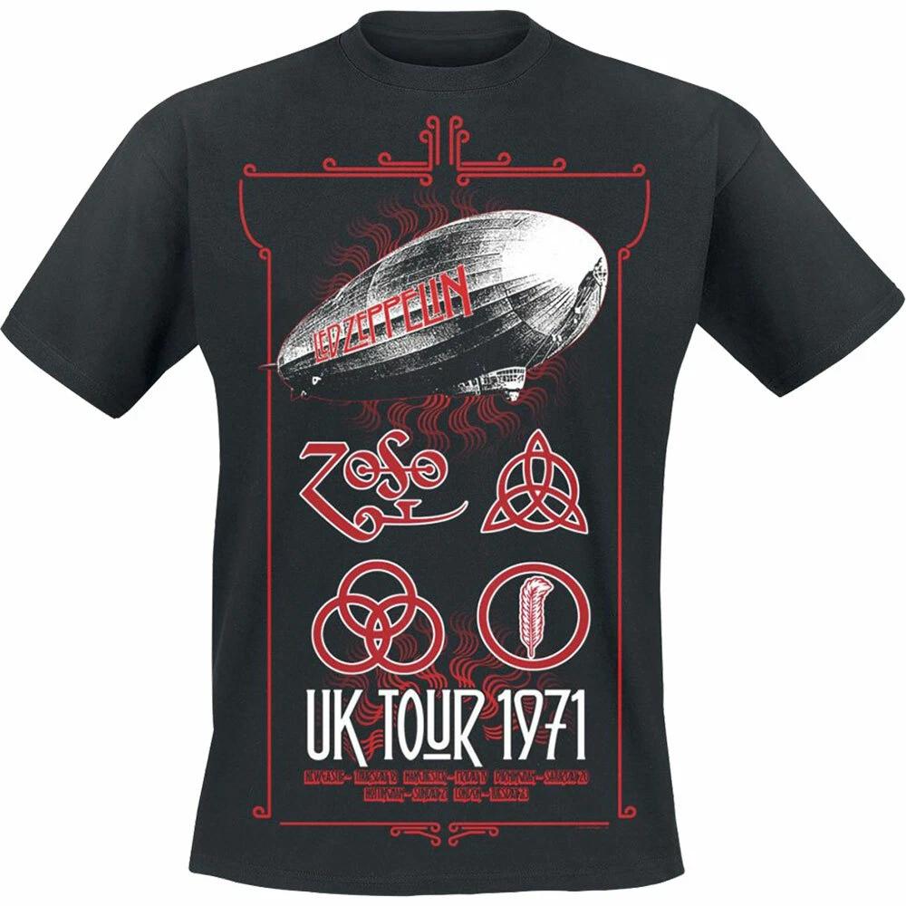Led Zeppelin UK Tour 71 Официальный мерч Футболка 100% Хлопок Мужские Футболки Топ M/L/XL/2XL Новый- 3XL