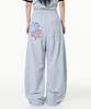 MOZMOZ Star Patch Side Pleated Wide Training Pants Gray