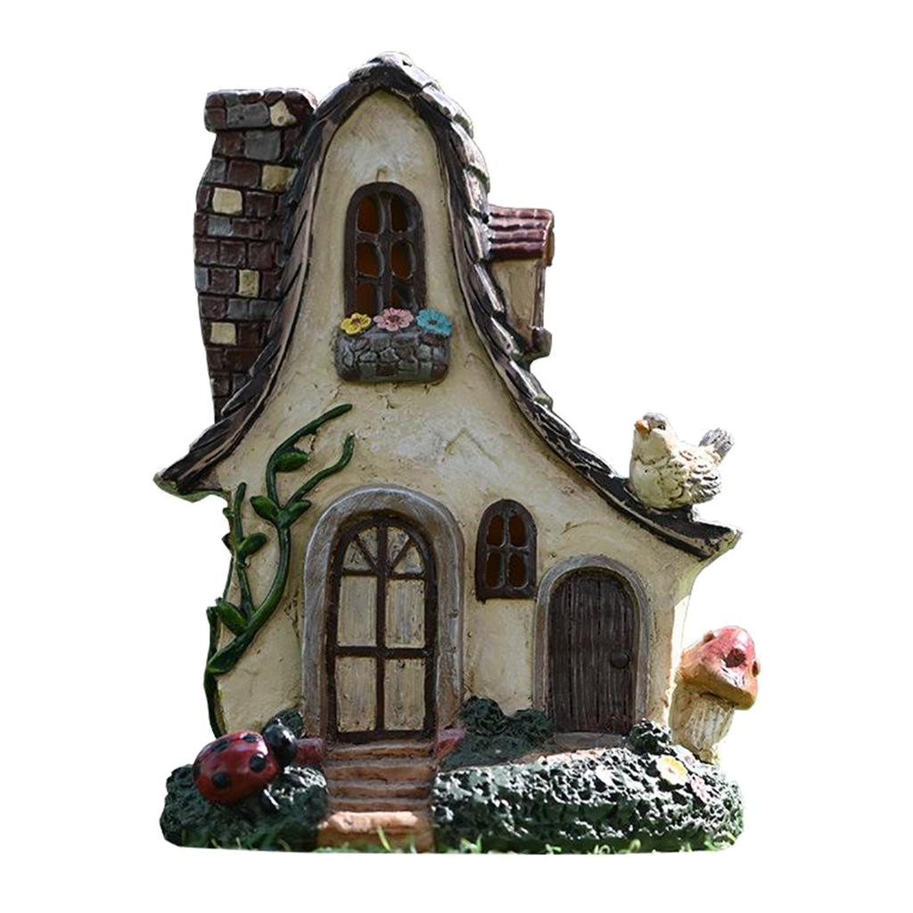 Mystische Wichtel Fee Haus Figur Outdoor Dekoration Garten Haus Statuen, Wasserdicht und Langlebig, für Balkon, Blumenbeet