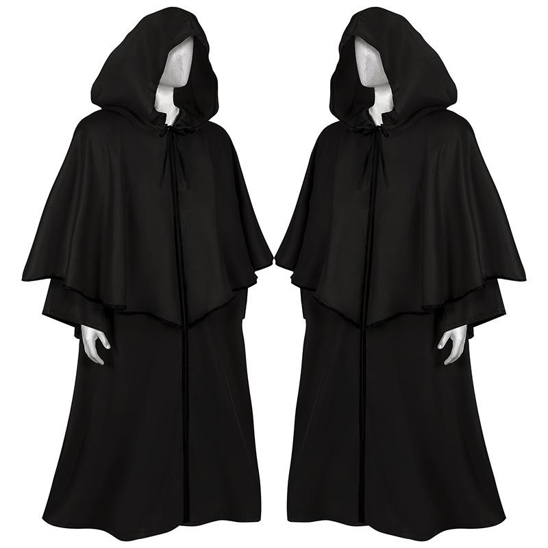 Halloween Cape Medieval Robe Cape Wizard Guide Grim Reaper Long Sleeve Coat