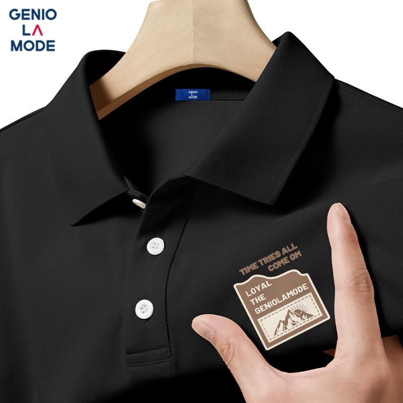 GENIOLAMODE Men s Summer Quick-Dry Breathable Loose Geometric Polo Shirt 3XL