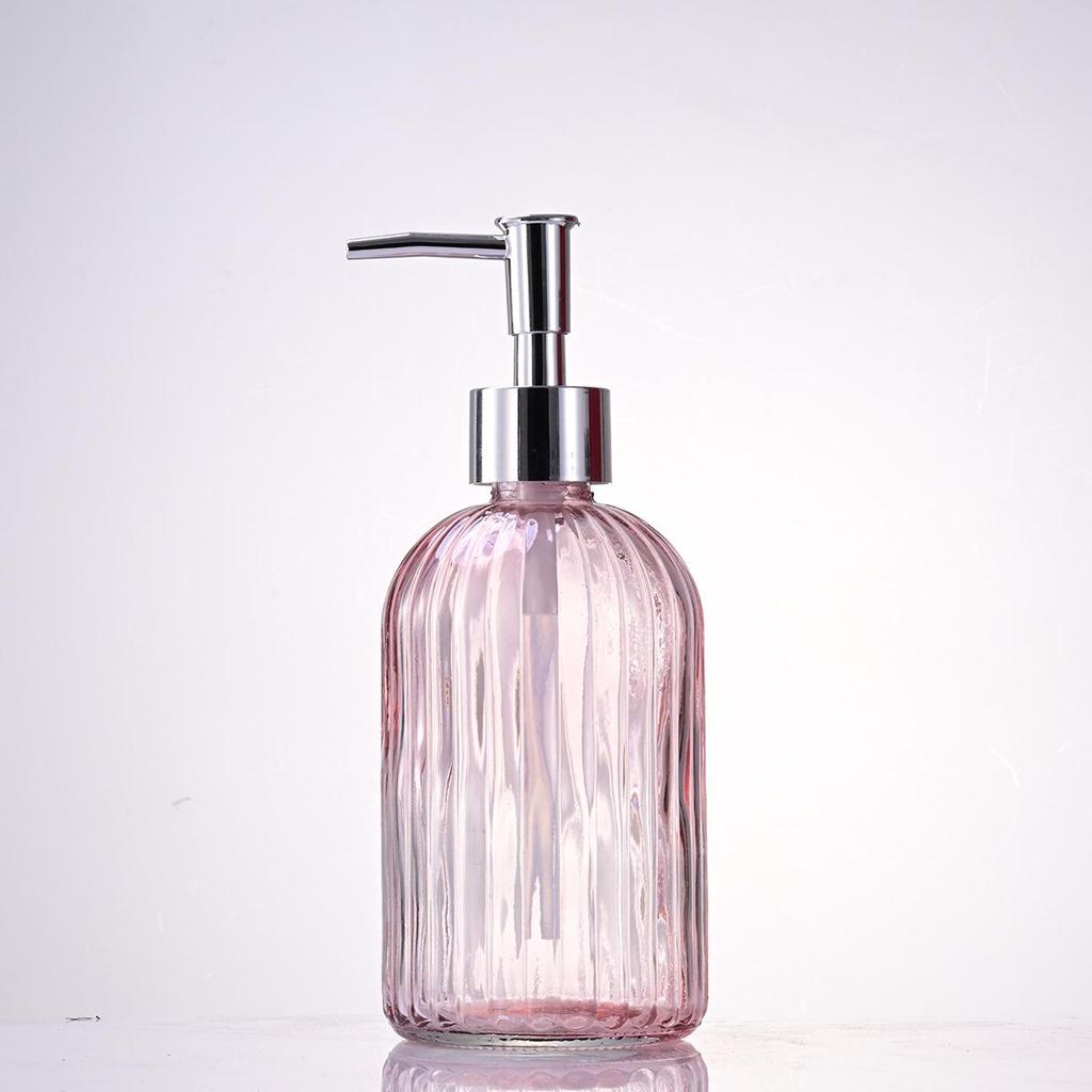 Nordic Large Capacity Vertical Stripe Glass Bottle for Hand Sanitizer, Shampoo, or Shower Gel