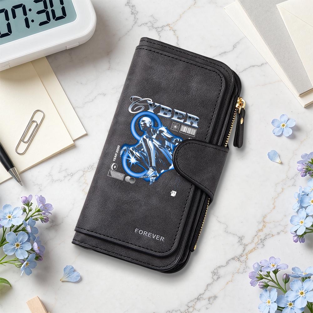 Cyber Pattern Long Wallet Multi Card Slot Fashion Portable PU Leather Purse