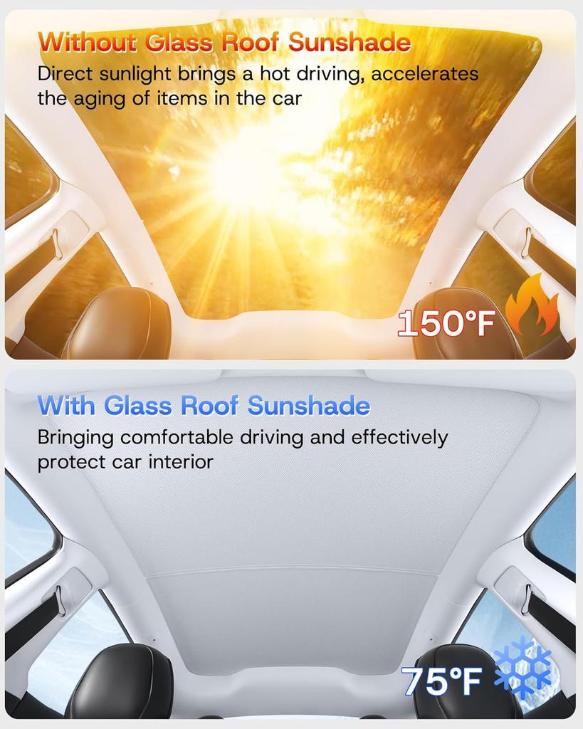 Sunshade Roof for Tesla Model Y Juniper 2025 Never Sag Nano Ice-Crystal Heat Insulation Glass Roof Shade Model 3 Highland 2024