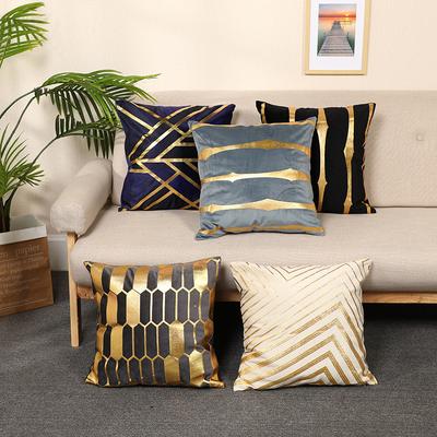Li Velvet Bronzing Sofa Living Room Pillowcase Ins Style Nordic Car Waist Pillowcase Geometric Pattern