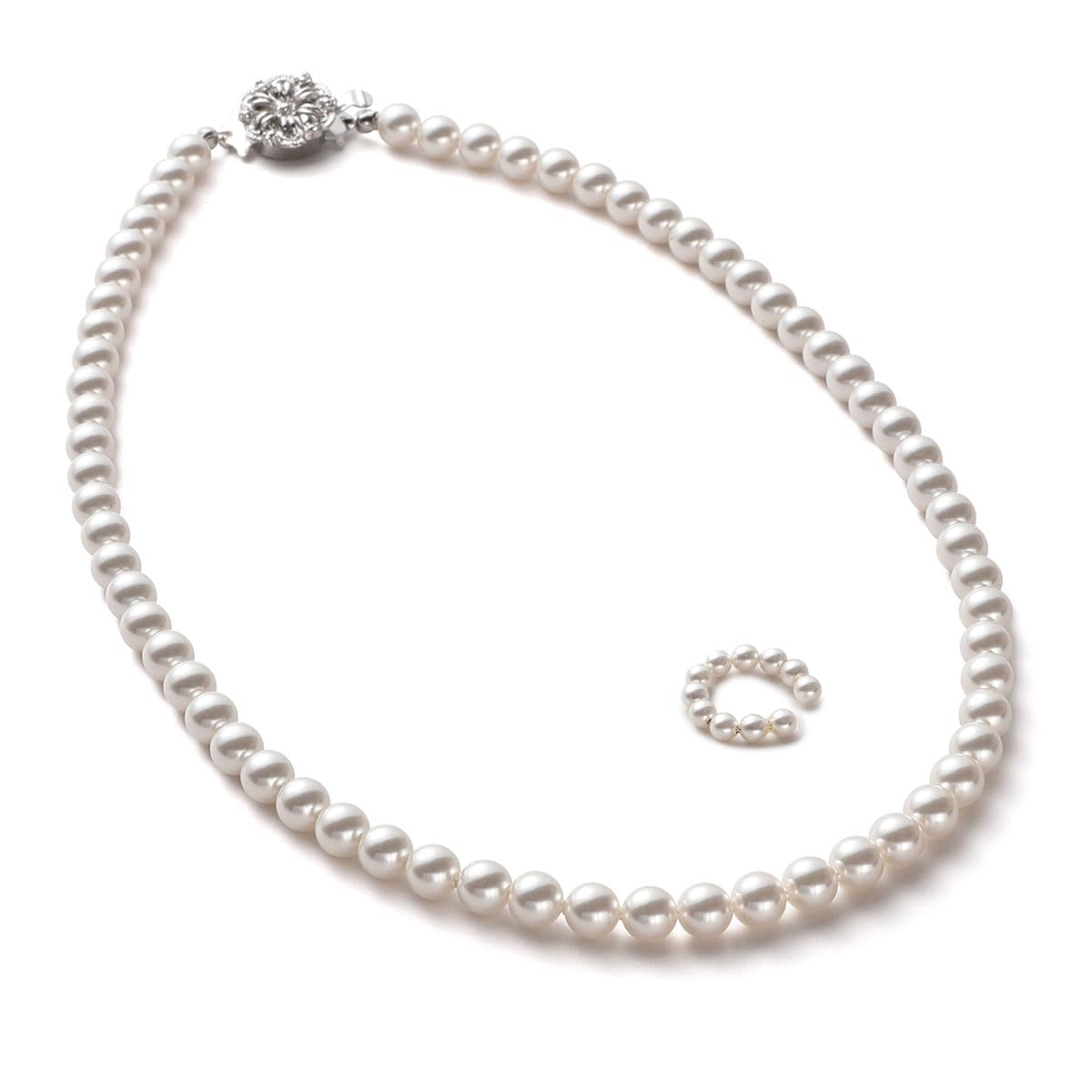 

Pearl Necklace Grand Premium Pearl Domestic Made 12 lengths to choose from 6mm Silver Gold Necklace x Ear White x [VOTRE COUTURE] High-quality (F