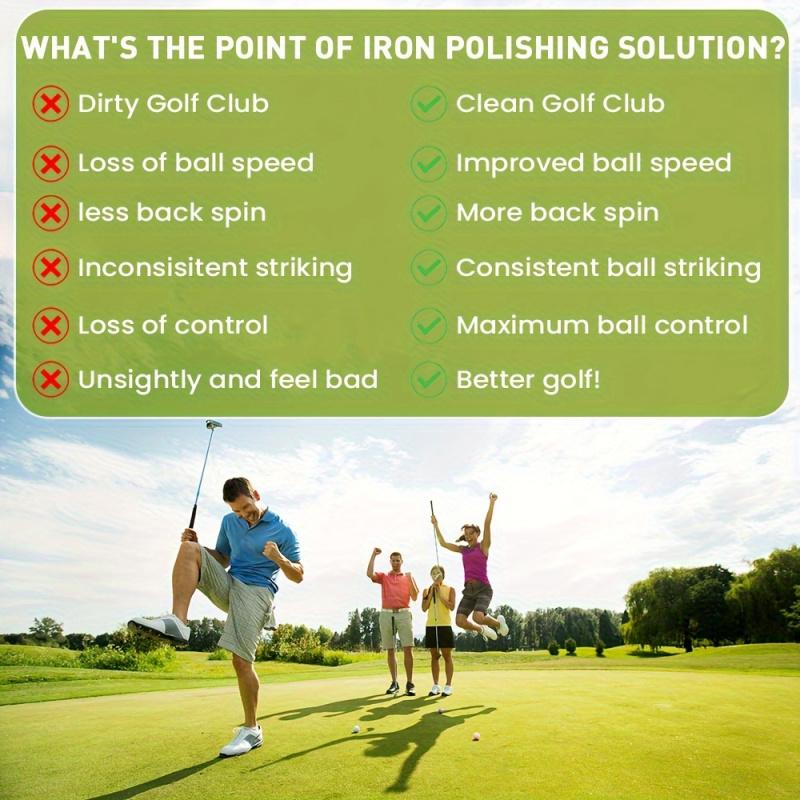 Golf Club Cleaner Kit with Polishing Paste & Metal Cleaner  Premium Sponge & Soft Cloths Restores Shine & Prevents Tarnish