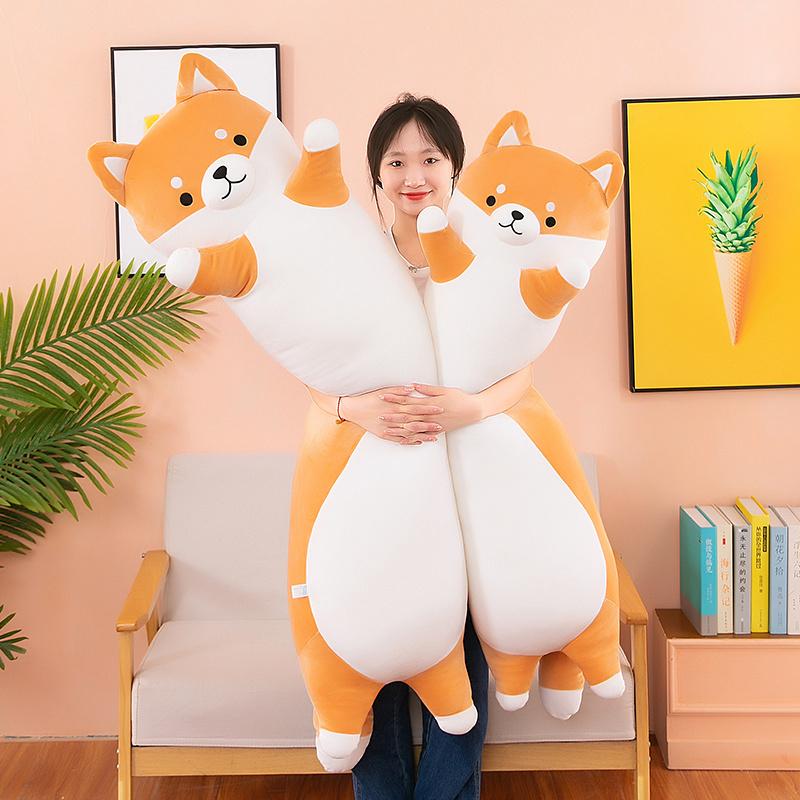 Cuscino Peluche Cane Shiba Inu 50~110cm Peluche Morbido Animale Cartone Animato Cucciolo Cuscino Lungo Peluche Supporto Corpo Gamba Regalo