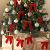 12pcs/set Vintage Christmas Tree Bows Velvet DIY Velvet Ribbon Bow Red Elegance Christmas Tree Decoration