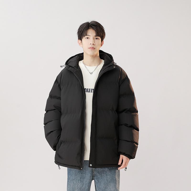 

Padded-on men s winter thickened warm padded clothes loose versatile bag clothes casual hooded padded jacket M чорний