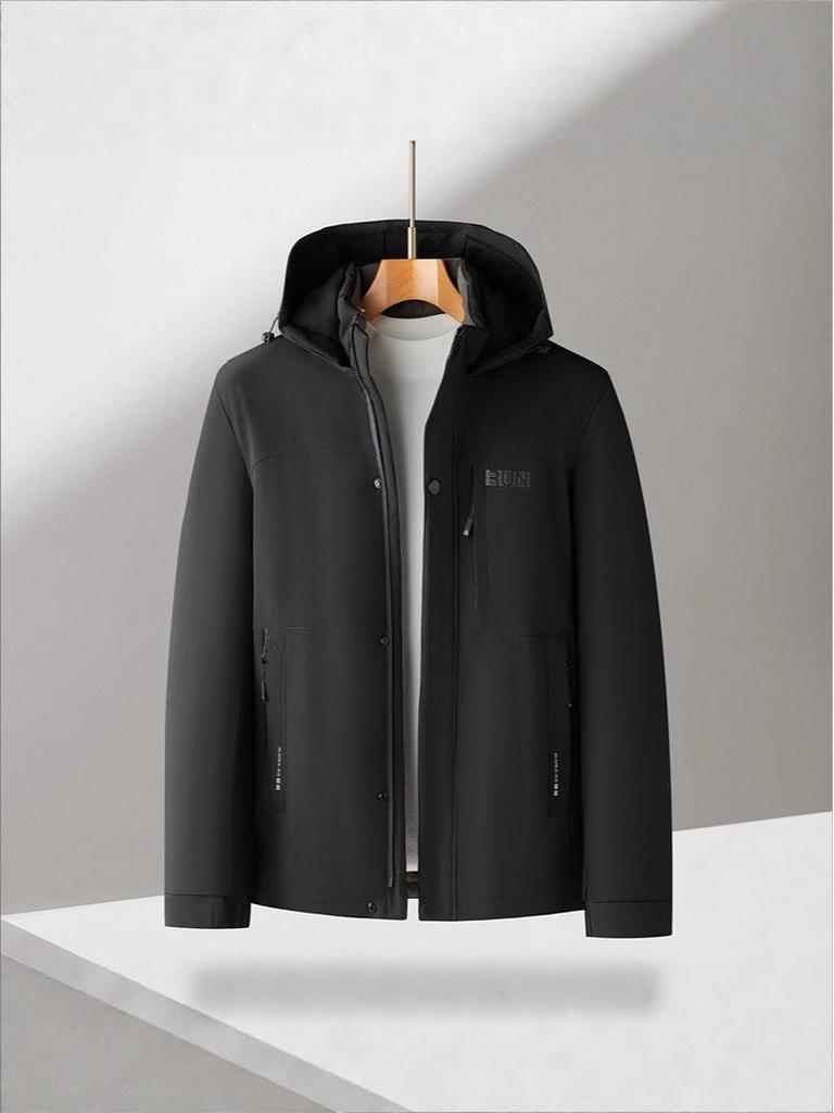 Men's Graphene Cotton Winter Parka with Detachable Hood and Fleece Lining